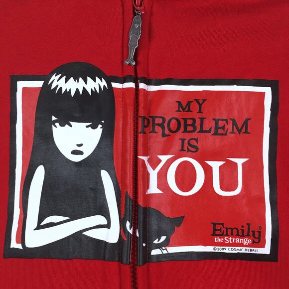Rare 2009 Emily The Strange Zip Hoodie Mall Goth Emo Vintage Hot Topic NWT - Picture 6 of 16
